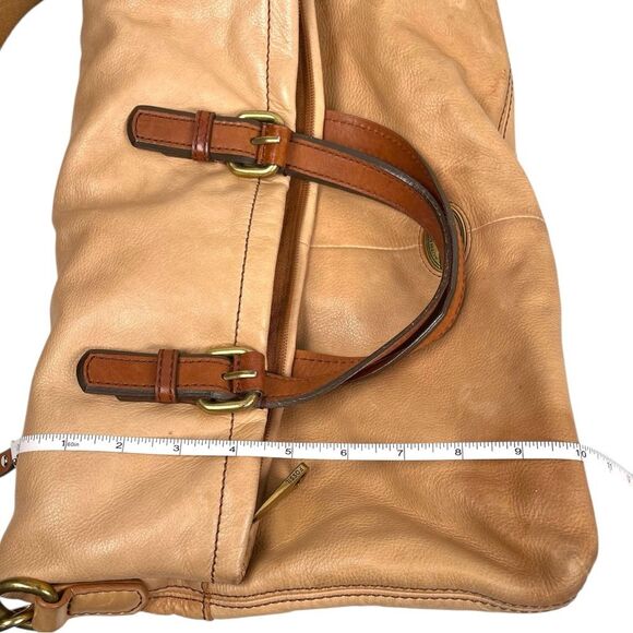 Fossil Explorer Tan Genuine Leather Foldover Vintage Convertible crossbody bag - Picture 13 of 13